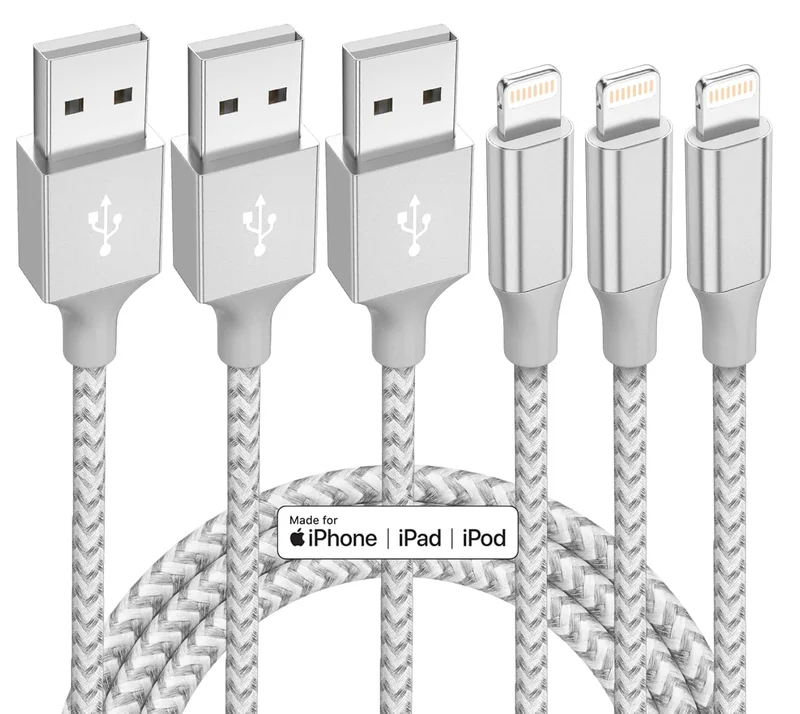 10FT Lightning Fast Charging Cable 3-Pack for iPhone, iPad and More Devices