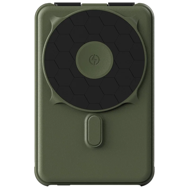 20W Magnetic Power Bank 10,000mAh - MagSafe Compatible Fast Charging Portable Charger with Built-In Cables, Flight-Safe, Matte Olive