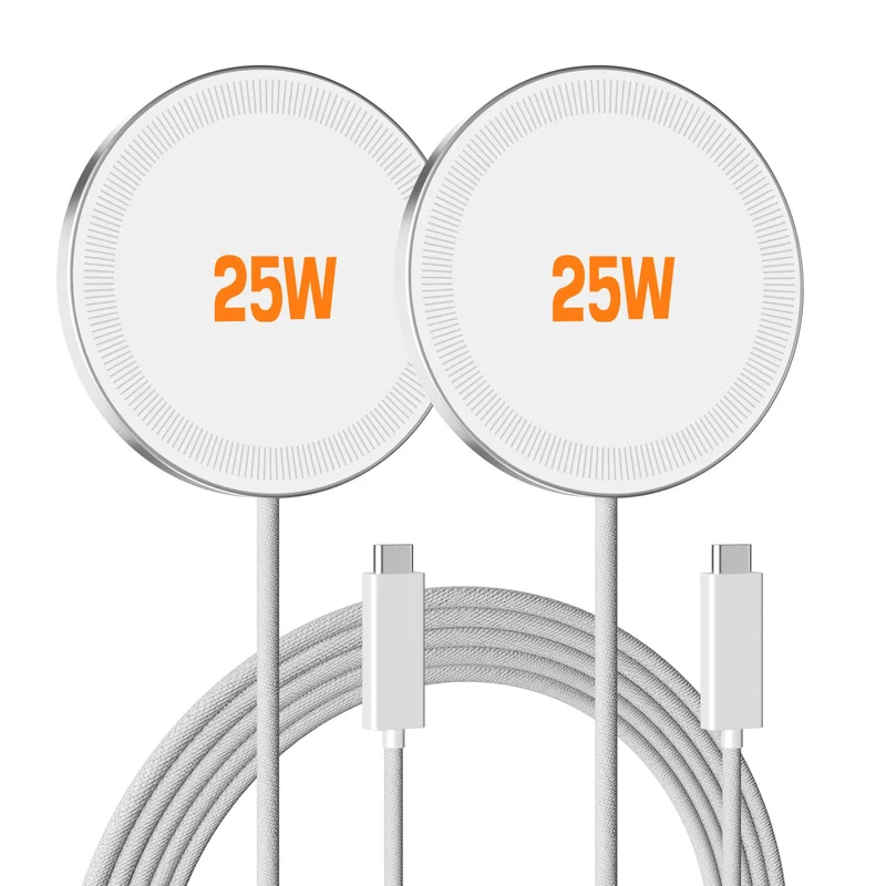 25W MagSafe Wireless Charger 2-Pack (White) for iPhone 17 and More Devices