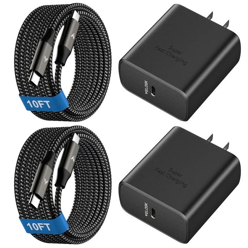45W Super Fast Charger USB C, 45 Watt Type-C Android Phone Charger Fast Charging Block with 10FT Type C Cords for Samsung Galaxy S26 Ultra/S25 Ultra/S24 Ultra/S24+/S23 Ultra/S22 Plus, Tab S9/S8 Ultra | Premium Quality Product, Best Value, Fast Shipping