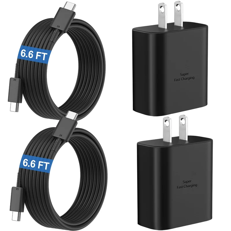 45W USB-C Wall Charger with 6.6FT Cable (Black) for Samsung Galaxy S26/S25