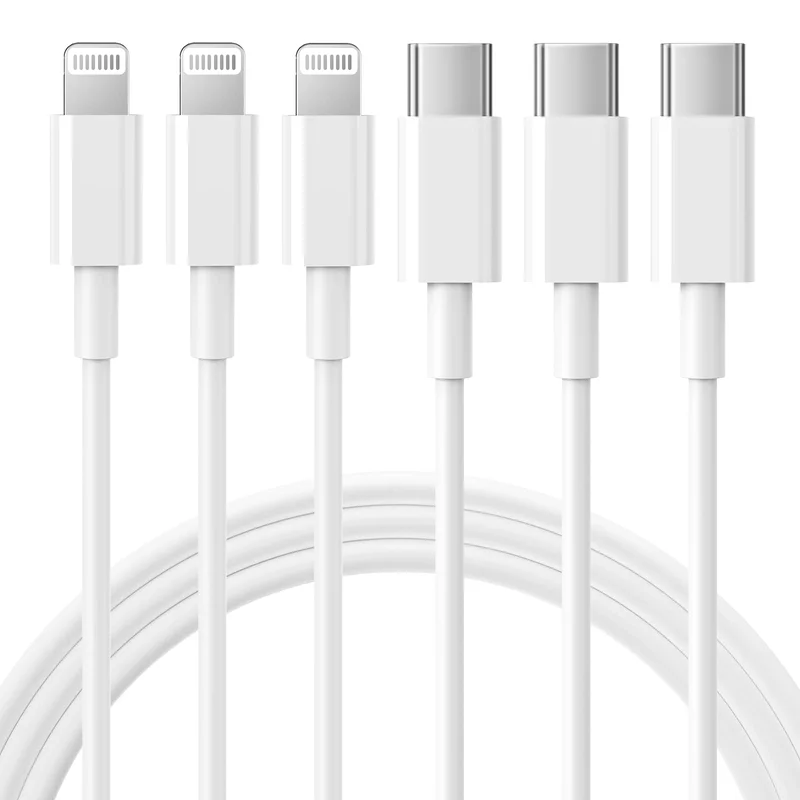 6FT USB-C to Lightning Fast Charging Cable 3-Pack (White) for iPhone 14, iPad