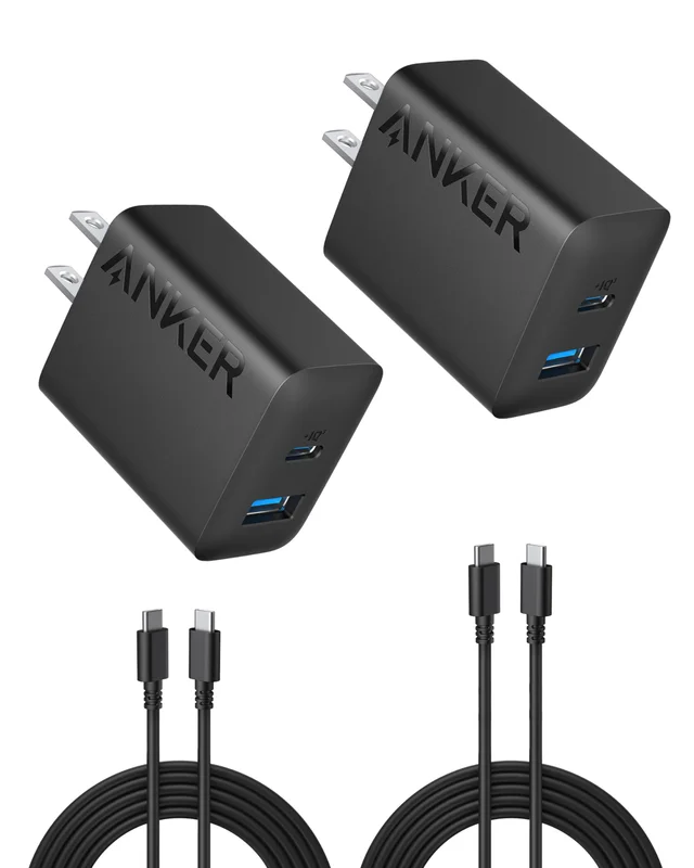 Anker 20W USB-C Wall Charger 2-Pack (Black) for iPhone 17 and More Devices