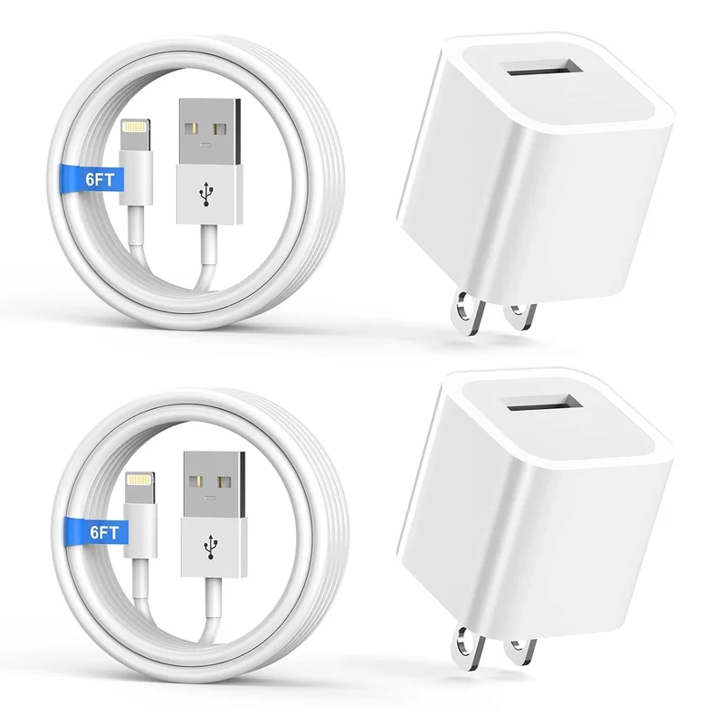 Data Sync Charging Cord With USB Wall Charger Travel Plug Adapter Compatible with iPhone 14/13/12/11/Mini/XS/Max/XR/X/8/7/SE - esbeecables iPhone Charger,[MFi Certified] 2Pack 6FT Lightning Cable