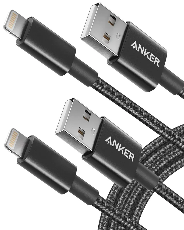 Double-Braided Nylon Cord, for iPhone 14 / 13 / 12 / 11 Pro / 11 / XS Max / XR / 8 / 7 / 6s Plus, and More - Anker USB A to Lightning Cable, MFi-Certified (2-Pack, 6 ft, Black)