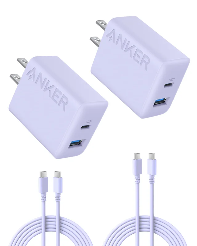For iPhone 17/17 Plus/17 Pro Max/16/16 Plus/16 Pro Max/15 Pro Max/iPad Pro and More (2-Pack with 2 Cables, Purple) - Phone Charger, 20W USB C Charger Block, Type C Charger Fast Charging