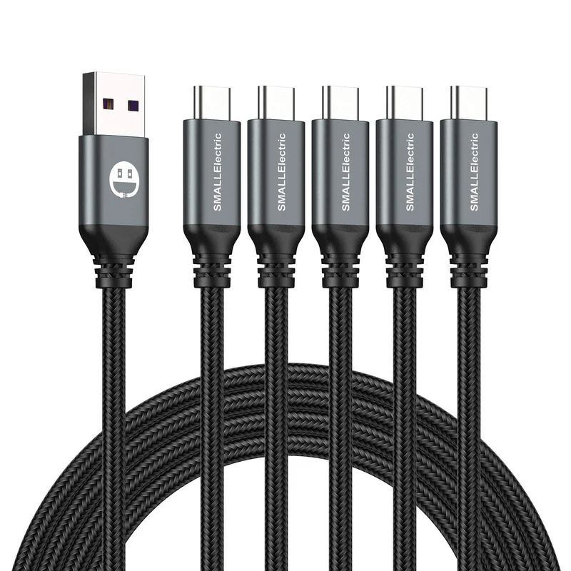 SMALLElectric USB C Cable 10FT 5 Pack, USB A to Type C Fast Charger Cord | Extra long 10ft braided USB A to C charging cords for iPhone 17 16 15, Samsung Galaxy, LG and Type C devices.(Grey) | Premium Quality Product, Best Value, Fast Shipping
