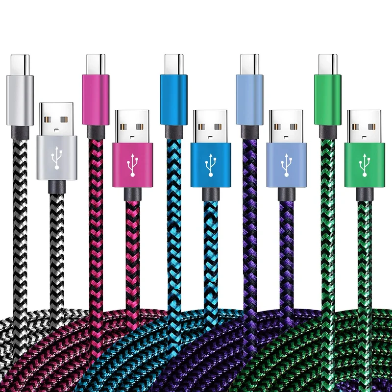Teeind 6FT USB-C Fast Charging Cable 5-Pack for Samsung Galaxy and More Devices