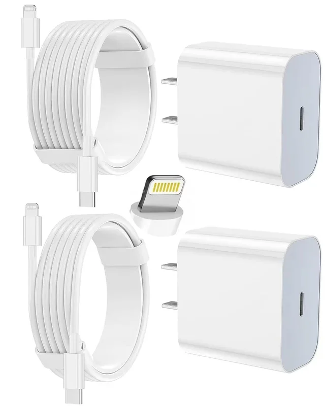 USB-C Fast Wall Charger 2-Pack with 6FT Cable for iPhone 14 and More Devices