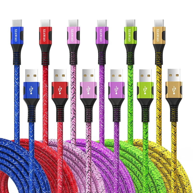 XIAWAO USB to USB C Cable, (6Pack) Type C Charger Cord Fast Charging for iPhone 17 16 15, Samsung Galaxy S25 S24 S23 A56 A36 A16 A17, Moto g, Pixel 10 9 | Premium Quality Product, Best Value, Fast Shipping